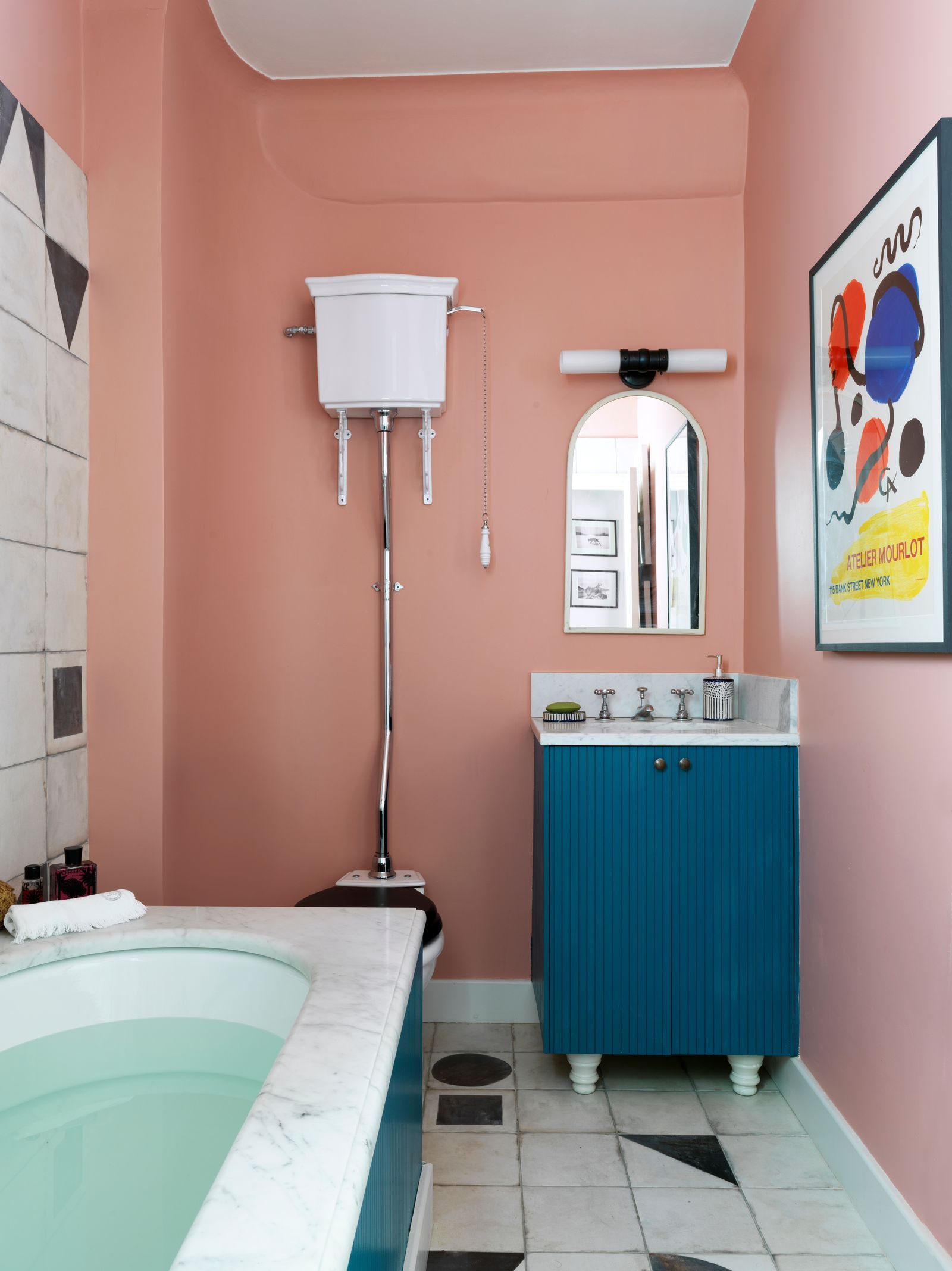 Image may contain Bathing Tub Bathtub Person Sink Sink Faucet Art Painting and Corner