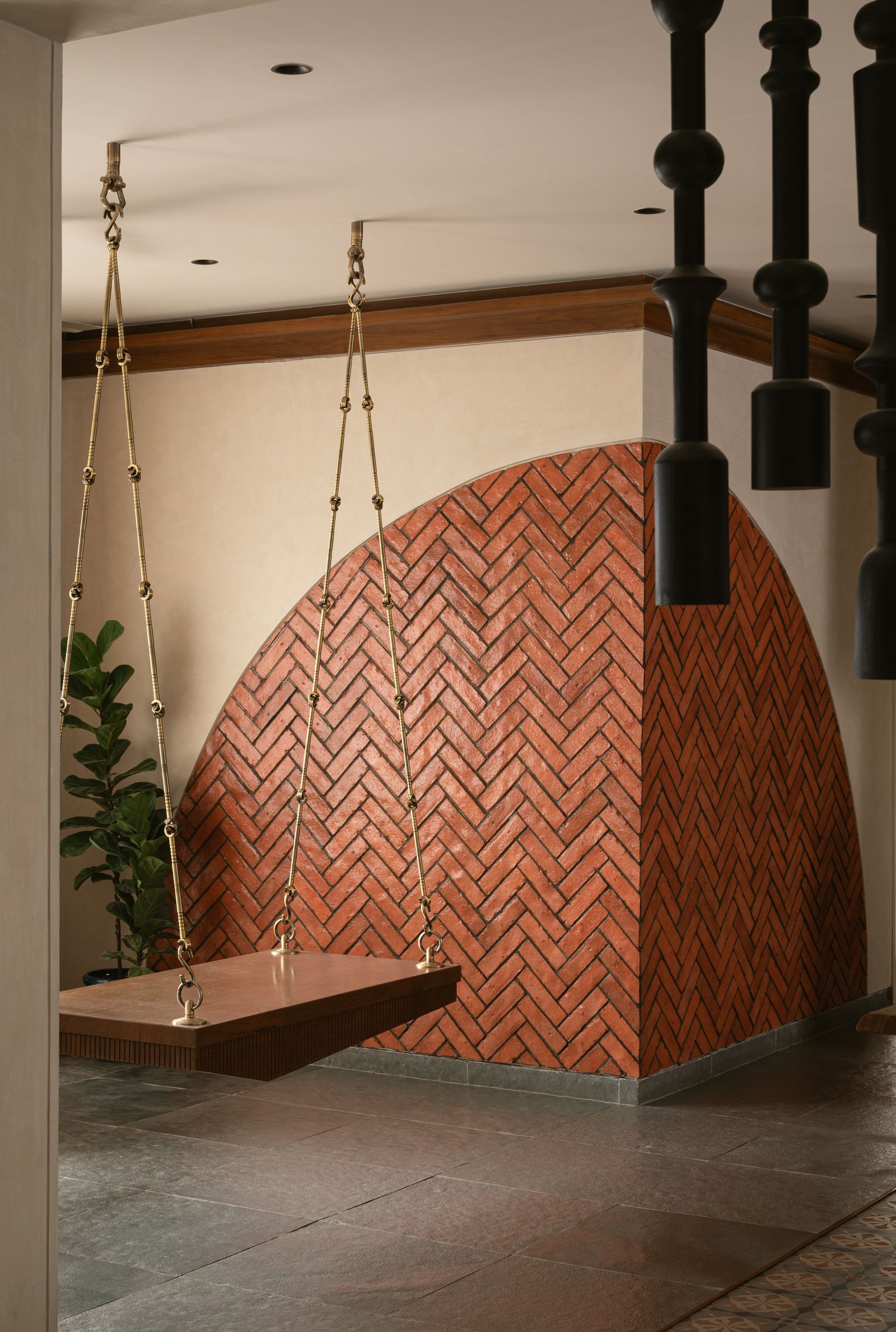 Image may contain Indoors Interior Design Arch Architecture Plant and Wood