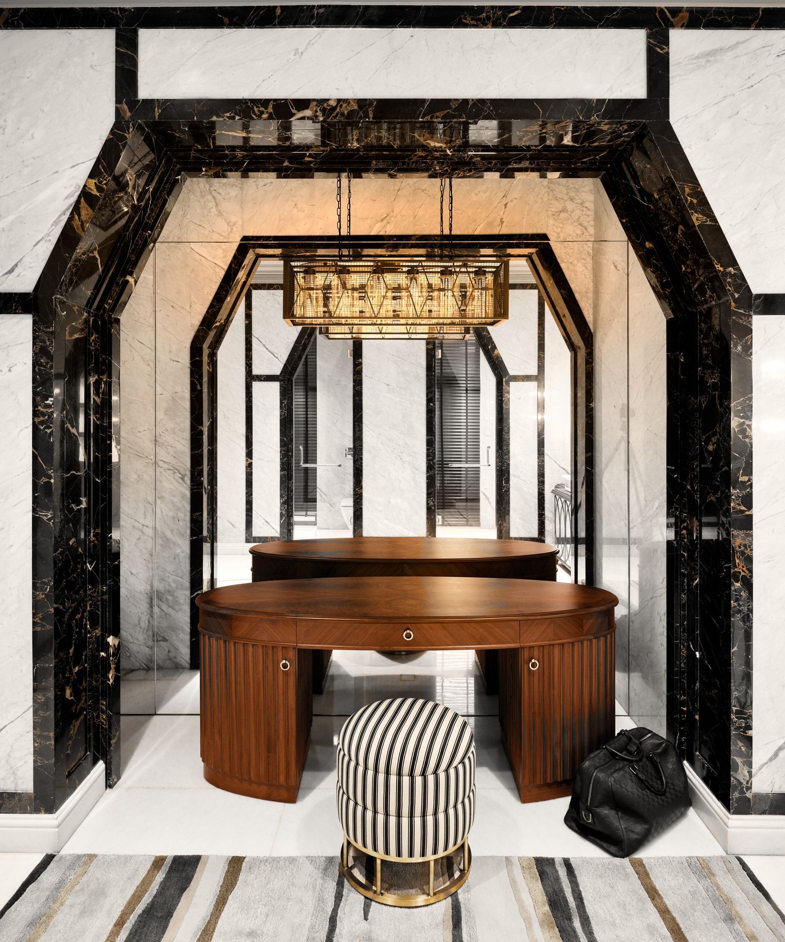 Image may contain Indoors Interior Design Accessories Bag Handbag Dressing Room Room Floor Chandelier and Lamp