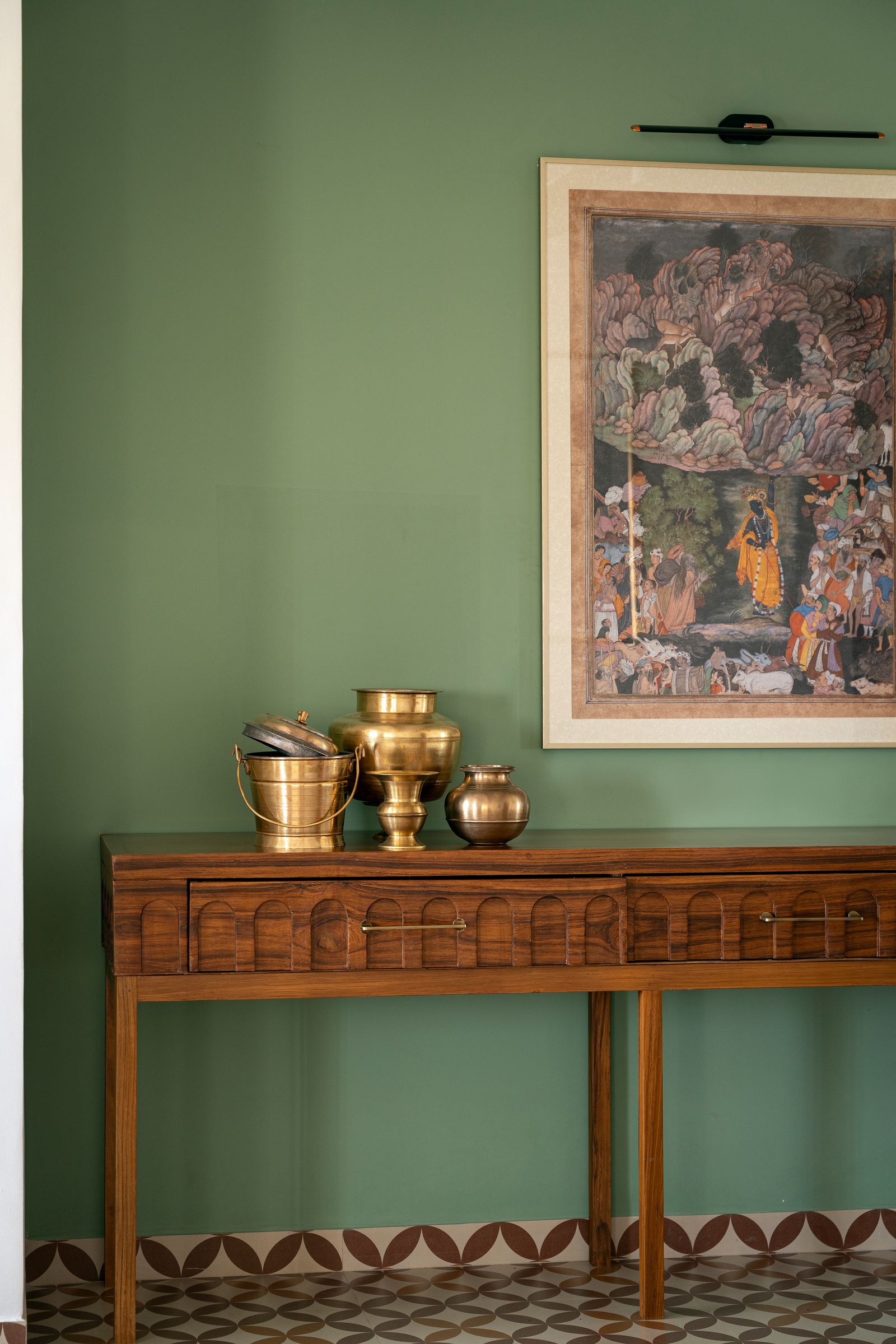 Image may contain Furniture Sideboard Indoors Interior Design Art Painting Altar Architecture Building and Church