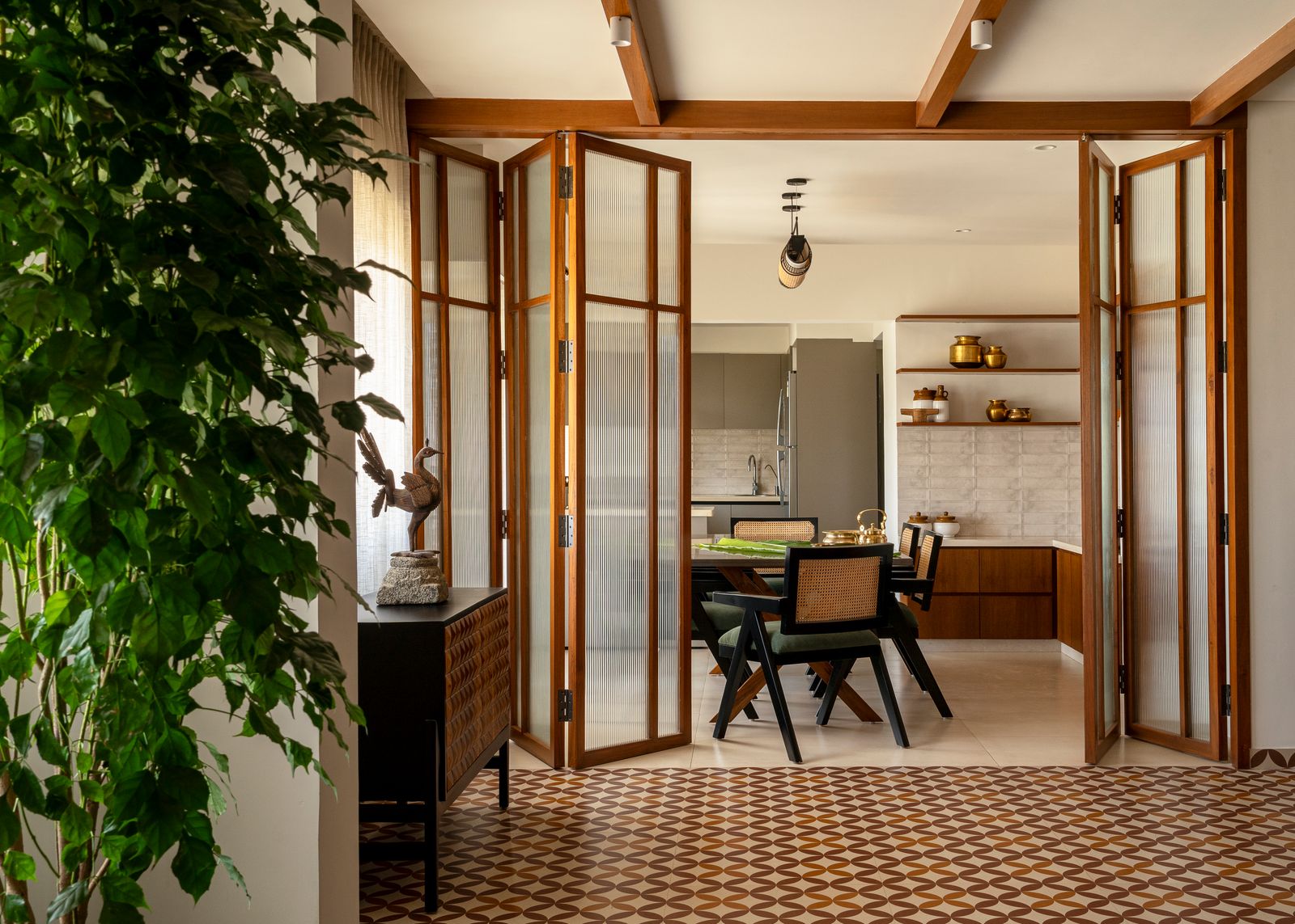 Image may contain Door Indoors Interior Design Folding Door Chair Furniture Floor and Lamp