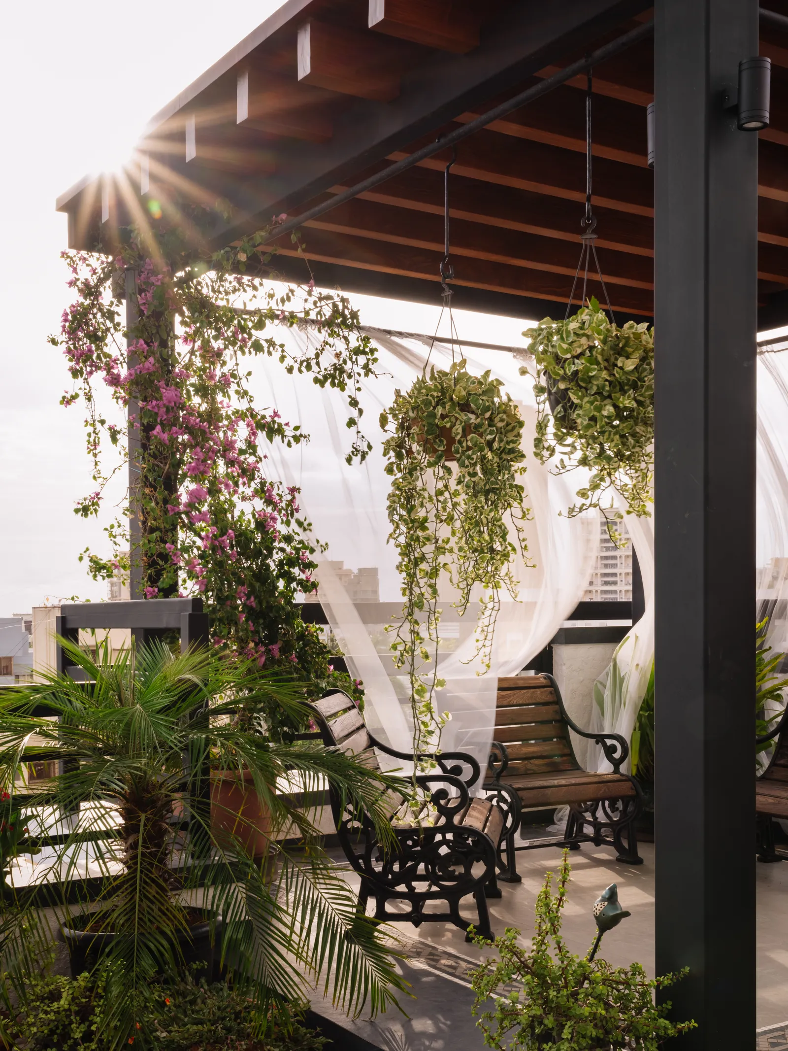 Image may contain Architecture Building House Housing Porch Patio Garden Nature Outdoors Plant and Pergola