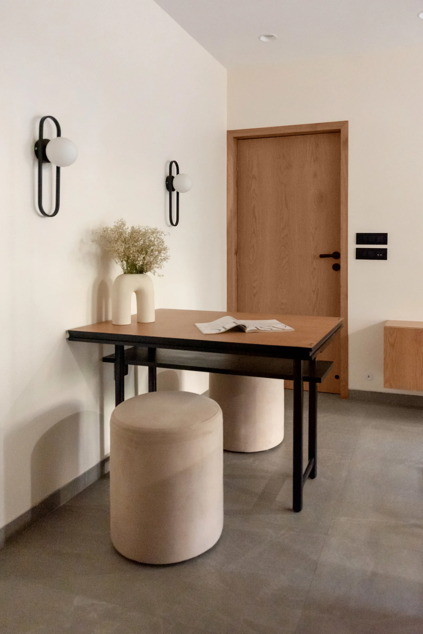 Image may contain Furniture Table Desk Lamp and Corner