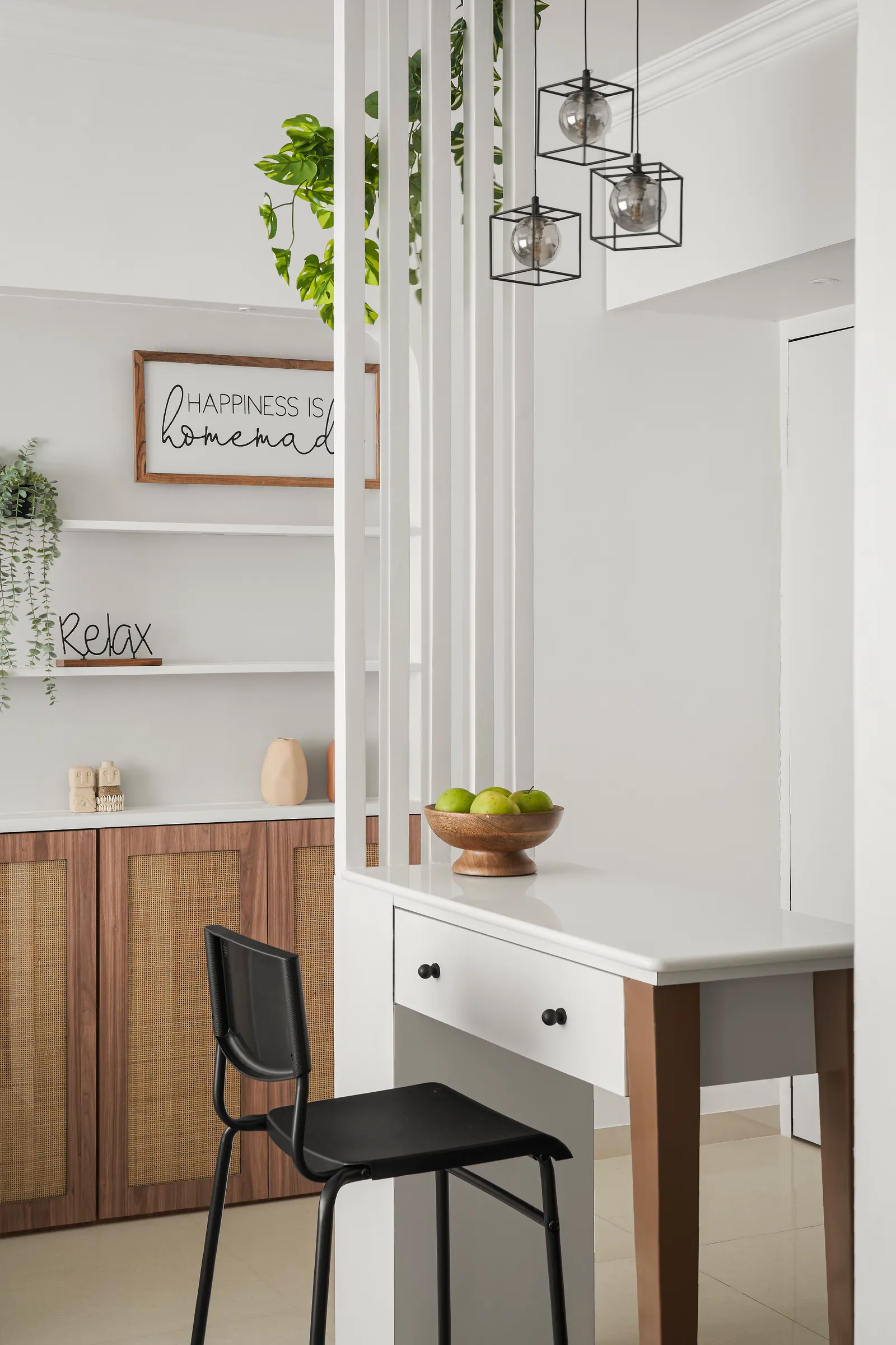 Image may contain Indoors Interior Design Furniture Table Lamp and Dining Table